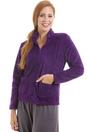 Purple Camille Lingerie Purple Zip Front Soft Textured Fleece Bed Jacket, Image 1 of 5