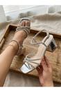 Silver iKrush Silver Willow Rhinestone Block Heel Sandals, Image 2 of 8