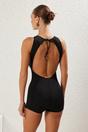 Black High Neck Sleeveless Fitted Swim Playsuit, Image 3 of 3