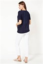 Navy  Twist Front Detail T-Shirt, Image 3 of 5