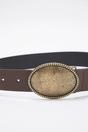 Brown Oval Buckle Faux Leather Belt, Image 2 of 3