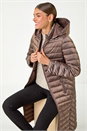 Mocha Longline Hooded Padded Coat, Image 1 of 7