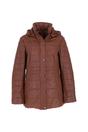 Tan 'Walbusch' Genuine Leather Quilted Hooded Jacket, Image 2 of 5
