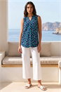Turquoise Floral Puff Print Vest Top, Image 2 of 4