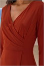 Copper Gathered Mock Wrap Midi Dress, Image 4 of 4