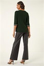 Dark Green Embellished Stretch Tunic Top, Image 4 of 6