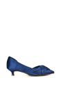 Navy XY LONDON Navy 'Freya' Pointed Toe Kitten Low Heel Classic Bridal Shoe Pumps, Image 1 of 6