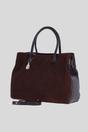 Brown Real Leather and Suede Large Handbag with Detachable Strap, Image 2 of 4