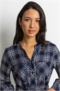 Navy  Check Print Shirt Dress, Image 5 of 5