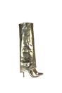Gold XY LONDON Gold 'Shauna' Foldover Knee High Boots With Stiletto Heel, Image 1 of 6