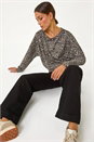 Natural  Animal Print Banded Hem Top, Image 1 of 5