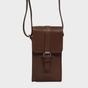 Brown 'PETRA' Polished VT Real Leather Mobile Phone Crossbody Bag, Image 1 of 6