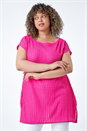 Pink Curve Textured Short Sleeve T-Shirt, Image 4 of 5