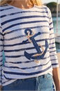 Blue Anchor Striped Hotfix Top, Image 4 of 4