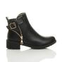 Black Low Heel Gold Zip Ankle Boots, Image 2 of 6
