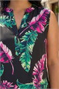 Green Curve Leaf Puff Print Stretch Shirt , Image 4 of 4