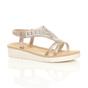 Rose Gold AJVANI Rose Gold Flatform Diamante T-Bar Slingback Sandals, Image 1 of 6