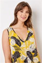 Ochre Curve Tropical Leaf Print Swing Dress, Image 4 of 4