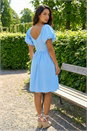 Light Blue  Dusk Puff Sleeve Shirred Dress, Image 3 of 4