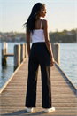 Black Petite Cotton Frayed Hem Trouser , Image 3 of 4