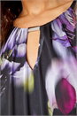 Purple Floral Print Mesh Stretch Top, Image 5 of 5