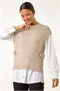 Natural Contrast 2 In 1 Knit Jumper, Image 4 of 5