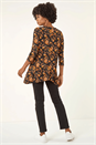 Orange Floral Print Hanky Hem Stretch Top, Image 2 of 5