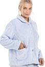 Light Blue Supersoft Diamond Print Button Up Bed Jacket, Image 4 of 4