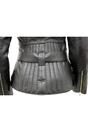 Black Womens Long Leather Biker Jacket-Quito, Image 4 of 4
