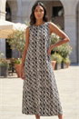 Black Geo Print Pocket Midi Dress, Image 2 of 4