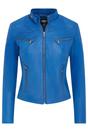 Blue Slim-Fit Leather Biker Jacket-Maldon, Image 1 of 5