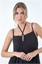 Black Foil Spot Strappy Cross Over Midi Dress, Image 5 of 5