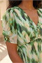 Green Abstract Chiffon Hanky Hem Asymmetric Dress, Image 4 of 4