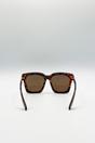 Brown SVNX Brown Oversized Sunglasses with Gold Chain Detail, Image 4 of 6