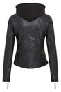 Black Womens Hooded Biker Jacket - Brazz, Image 2 of 4