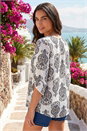 Ivory  Printed Curve Sleeve Top, Image 3 of 4