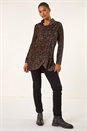Tan Chenille Cowl Neck Tunic Top, Image 2 of 5