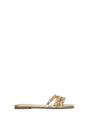 Gold XY LONDON Gold Flat Diamante Strappy Slider Sandals With Square Toe, Image 1 of 6