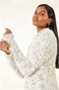 Ivory  Fluffy High Neck Knit Jumper, Image 1 of 5