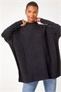 Black High Neck Longline Knit Jumper, Image 4 of 5
