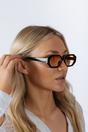 Black Oval Geomentric Sunglasses in Black Orange, Image 2 of 6