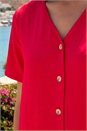 Red Petite Button Through Blouse, Image 4 of 4