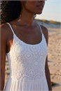 White Lace Bodice Shirred Midi Dress, Image 4 of 4