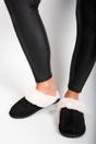 Black iKrush Black Maelis Faux Fur Lined Slip On Slippers, Image 8 of 8