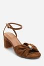 Brown Bluebird Block Heel Ruched Buckle Sandal, Image 2 of 4
