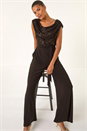 Chocolate Sequin Bodice Cowl Neck Jumpsuit, Image 2 of 7