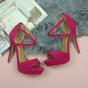 Fuchsia High Heel Crossed Straps Platform Sandals, Image 4 of 6