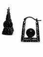 Black Geometric Frame Drop Earrings, Image 1 of 3