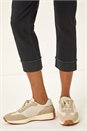 Black Slim Leg Turn Up Stretch Jeans, Image 5 of 5