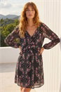 Black Floral Frill A-Line Dress, Image 2 of 4